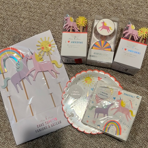 Meri Meri Other - Meri Meri Unicorn cupcake kits, liners, cake toppers, plates, napkins NEW!